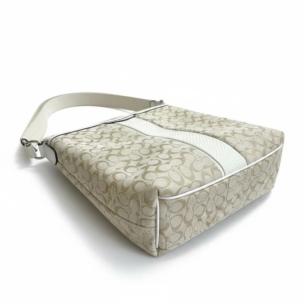 Coach Cream Signature Crossbody Snake Embossed Leather Bag